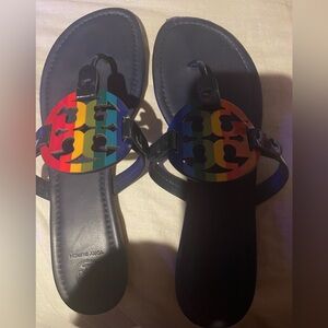 Tory Burch Navy Bright Rainbow Miller Sandal